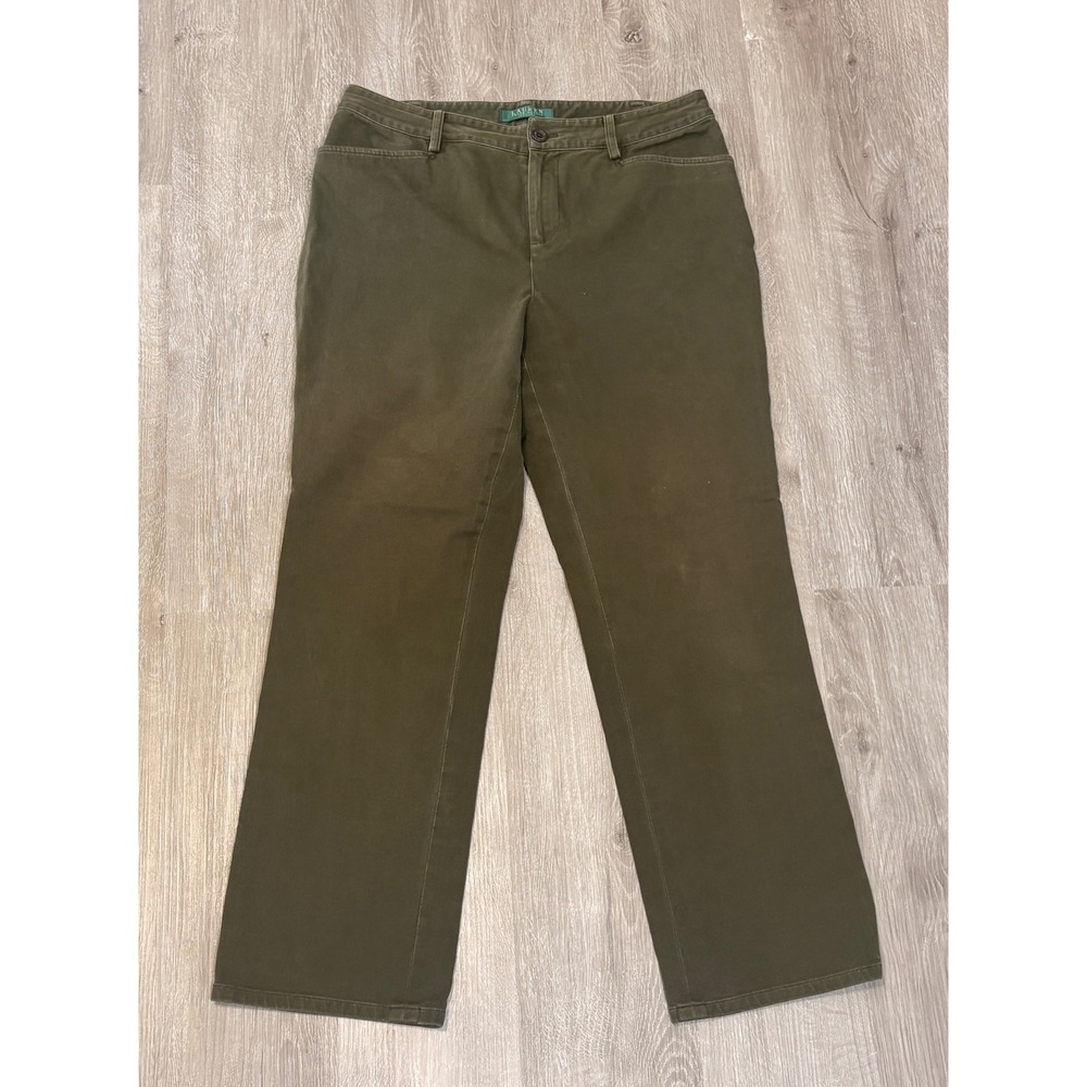 Lauren Ralph Lauren‎ Petite Olive Green Straight Leg Pants Size 8P